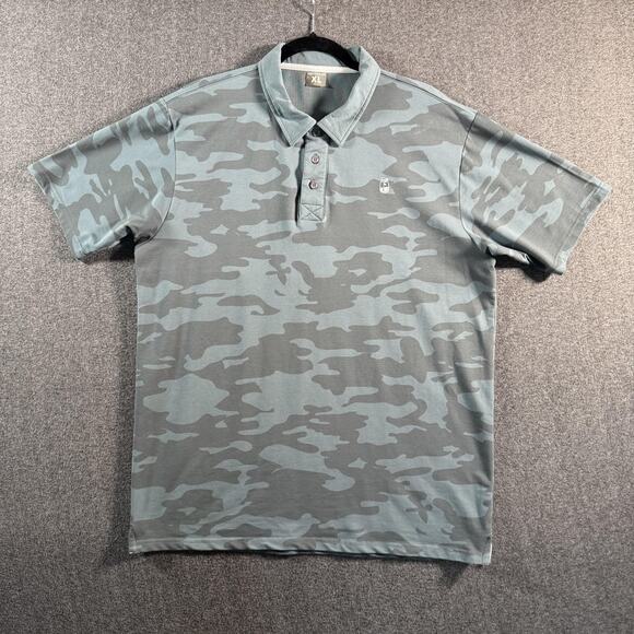 Moonshine Polo Shirt Mens XL Gray Green Camo Stretch Performance Golf Vented - Picture 12 of 12
